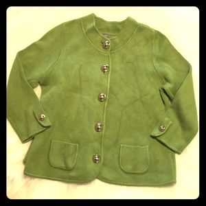 Ann Taylor green cardigan big silver buttons small